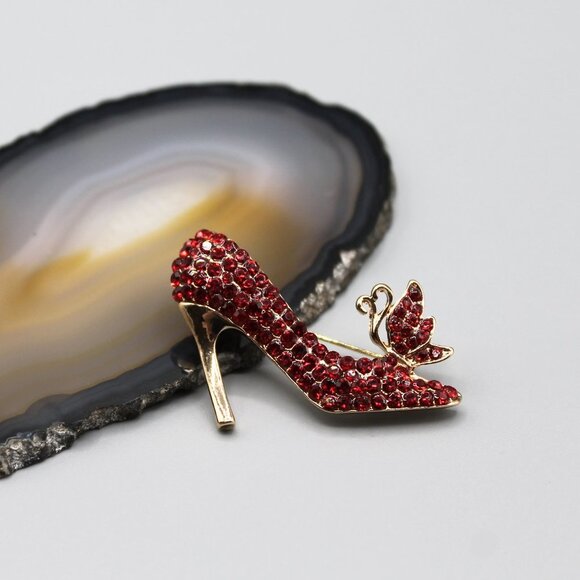 Heels shoes sexy jewelry brooch pin fashion gold tone red new adorable elegant - Picture 2 of 12